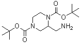 1,4-Di-tert-butyl 2-(aminomethyl)piperazine-1,4-dicarboxylate molecular structure (CAS 1256815-07-2)
