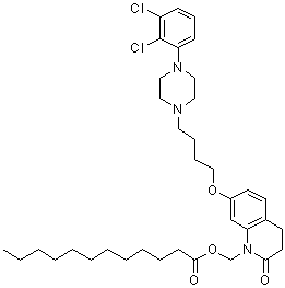 structure of CAS# 1259305-29-7, Aripiprazole lauroxil;Dodecanoic acid [7-[4-[4-(2,3-dichlorophenyl)-1-piperazinyl]butoxy]-3,4-dihydro-2-oxo-1(2H)-quinolinyl]methyl ester; RDC 3317