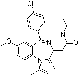 结构式 CAS# 1260907-17-2, GSK 525762A; (4S)-6-(4-氯苯基)-N-乙基-8-甲氧基-1-甲基-4H-[1,2,4]三唑并[4,3-a][1,4]苯并二氮杂卓-4-乙酰胺