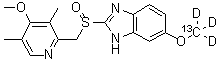 结构式 CAS# 1261395-28-1, 奥美拉唑-(5-甲氧基-<sup>13</sup>C,d<sub>3</sub>)