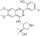 structure of CAS# 1262849-73-9, CCT 241533;(3R,4S)-4-[[2-(5-Fluoro-2-hydroxyphenyl)-6,7-dimethoxy-4-quinazolinyl]amino]-alpha,alpha-dimethyl-3-pyrrolidinemethanol
