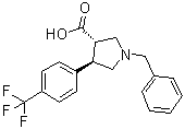 (3R,4S)-rel-1-(Phenylmethyl)-4-[4-(trifluoromethyl)phenyl]-3-pyrrolidinecarboxylic acid molecular structure (CAS 1263281-88-4)