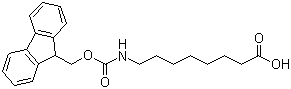 structure of CAS# 126631-93-4, N-Fmoc-8-Aminooctanoic acid;Fmoc-8-Aoc-OH; 8-(Fmoc-amino)caprylic acid; 8-(9H-Fluoren-9-ylmethoxycarbonylamino)octanoic acid