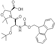 (4S,5R)-3-[(2S)-3-(1,1-Dimethylethoxy)-2-[[(9H-fluoren-9-ylmethoxy)carbonyl]amino]-1-oxopropyl]-2,2,5-trimethyl-4-oxazolidinecarboxylic acid molecular structure (CAS 1266350-99-5)