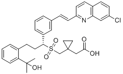 structure of CAS# 1266620-74-9, Montelukast Sulfone;2-[1-[[(1R)-1-[3-[(E)-2-(7-chloroquinolin-2-yl)ethenyl]phenyl]-3-[2-(2-hydroxypropan-2-yl)phenyl]propyl]sulfonylmethyl]cyclopropyl]acetic acid
