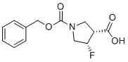 结构式 CAS# 1269755-11-4, (3R,4S)-1-((苄氧基)羰基)-4-氟吡咯烷-3-羧酸