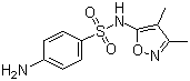 structure of CAS# 127-69-5, Sulfisoxazole;3,4-Dimethyl-5-sulfanilamidoisoxazole; 3,4-Dimethylisoaxazole-5-sulfanilimide; 4-Amino-N-(3,4-dimethyl-5-isoxazolyl)benzenesulfonamide; Sulfafurazole