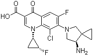 7-[(7R)-7-氨基-5-氮杂螺[2.4]庚烷-5-基]-8-氯-6-氟-1-[(1S,2R)-2-氟环丙基]-1,4-二氢-4-氧代-3-喹啉甲酸分子结构 (CAS 127199-06-8)