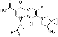 结构式 CAS# 127254-10-8, 西他沙星; 7-[(4S)-4-氨基-6-氮杂螺[2.4]庚烷-6-基]-8-氯-6-氟-1-[(1R,2S)-2-氟环丙基]-4-氧代喹啉-3-羧酸