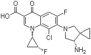 结构式 CAS# 127254-11-9, 7-[(7S)-7-氨基-5-氮杂螺[2.4]庚烷-5-基]-8-氯-6-氟-1-[(1S,2R)-2-氟环丙基]-1,4-二氢-4-氧代-3-喹啉甲酸