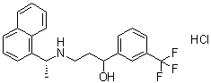 alpha-[2-[[(1R)-1-(1-Naphthalenyl)ethyl]amino]ethyl]-3-(trifluoromethyl)benzenemethanol hydrochloride (1:1) molecular structure (CAS 1273259-50-9)