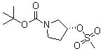 structure of CAS# 127423-61-4, (R)-3-[(Methylsulfonyl)oxy]pyrrolidine-1-carboxylic acid tert-butyl ester;(R)-tert-Butyl 3-(methylsulfonyloxy)pyrrolidine-1-carboxylate; tert-Butyl (3R)-3-[(methylsulfonyl)oxy]pyrrolidine-1-carboxylate; tert-Butyl (3R)-3-[(methylsulfonyl)oxy]pyrrolidine-1-carboxylate; tert-Butyl (R)-3-(methylsulfonyloxy)pyrrolidine-1-carboxylate; tert-Butyl (R)-3-[(methylsulfonyl)oxy]pyrrolidine-1-carboxylate