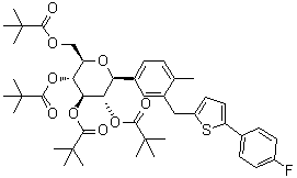 (1S)-1,5-Anhydro-1-C-[3-[[5-(4-fluorophenyl)-2-thienyl]methyl]-4-methylphenyl]-D-glucitol 2,3,4,6-tetrakis(2,2-dimethylpropanoate) molecular structure (CAS 1283129-18-9)