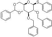Phenyl 2,3-bis-O-(phenylmethyl)-4,6-O-(phenylmethylene)-1-thio-beta-D-glucopyranoside molecular structure (CAS 129171-17-1)