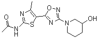 N-[5-[3-(3-羟基-1-哌啶基)-1,2,4-恶二唑-5-基]-4-甲基-2-噻唑基]乙酰胺分子结构 (CAS 1292300-75-4)