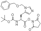 structure of CAS# 129672-10-2, (S)-[2-[(2,5-Dioxo-1-pyrrolidinyl)oxy]-2-oxo-1-[[1-[(phenylmethoxy)methyl]-1H-imidazol-5-yl]methyl]ethyl]carbamic acid 1,1-dimethylethyl ester