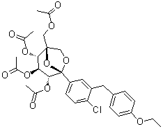 5-C-[(Acetyloxy)methyl]-1,6-anhydro-1-C-[4-chloro-3-[(4-ethoxyphenyl)methyl]phenyl]-beta-L-idopyranose 2,3,4-triacetate molecular structure (CAS 1298086-18-6)