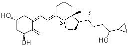 structure of CAS# 129831-99-8, (1alpha,3beta,5Z,7E)-24-Cyclopropyl-9,10-secochola-5,7,10(19)-triene-1,3,24-triol;MC 976