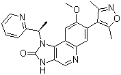结构式 CAS# 1300031-49-5, GSK 1210151A; 7-(3,5-二甲基-4-异噁唑基)-1,3-二氢-8-甲氧基-1-[(1R)-1-(2-吡啶基)乙基]-2H-咪唑并[4,5-c]喹啉-2-酮
