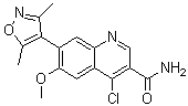 4-Chloro-7-(3,5-dimethyl-4-isoxazolyl)-6-methoxy-3-quinolinecarboxamide molecular structure (CAS 1300031-57-5)
