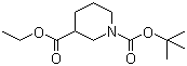 结构式 CAS# 130250-54-3, N-Boc-3-哌啶甲酸乙酯; N-叔丁氧羰基-3-哌啶甲酸乙酯