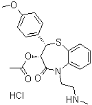 (2S-cis)-3-(Acetyloxy)-2,3-dihydro-2-(4-methoxyphenyl)-5-[2-(methylamino)ethyl]-1,5-benzothiazepin-4(5H)-one monohydrochloride molecular structure (CAS 130606-60-9)