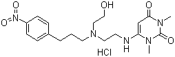 structure of CAS# 130656-51-8, Nifekalant hydrochloride ;1,3-Dimethyl-6-[2-(N-(2-hydroxyethyl)-3-(4-nitrophenyl)propylamino)ethylamino]-2,4(1H,3H)-pyrimidinedione hydrochloride