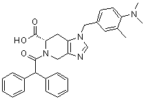 structure of CAS# 130663-39-7, PD 123319;(6S)-1-[[4-(Dimethylamino)-3-methylphenyl]methyl]-5-(2,2-diphenylacetyl)-4,5,6,7-tetrahydro-1H-imidazo[4,5-c]pyridine-6-carboxylic acid