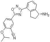 5-[3-[(1R)-1-Amino-2,3-dihydro-1H-inden-4-yl]-1,2,4-oxadiazol-5-yl]-2-(1-methylethoxy)benzonitrile molecular structure (CAS 1306760-72-4)
