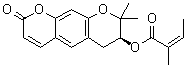 structure of CAS# 130848-06-5, Decursinol angelate;[S-(Z)]-2-Methyl-2-butenoic acid 7,8-dihydro-8,8-dimethyl-2-oxo-2H,6H-benzo[1,2-b:5,4-b']dipyran-7-yl ester; Acutilobin