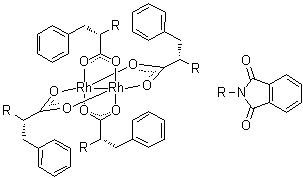 结构式 CAS# 131219-55-1, 四[mu-(2S)-3-苯基-2-(邻苯二甲酰亚氨基)丙酸基]二铑
