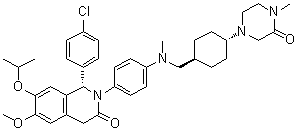结构式 CAS# 1313363-54-0, (1S)-1-(4-氯苯基)-1,4-二氢-6-甲氧基-7-(1-甲基乙氧基)-2-[4-[甲基[[反式-4-(4-甲基-3-氧代-1-哌嗪基)环己基]甲基]氨基]苯基]-3(2H)-异喹啉酮