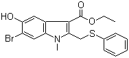结构式 CAS# 131707-24-9, 6-溴-5-羟基-1-甲基-2-(苯基硫甲基)吲哚-3-甲酸乙酯