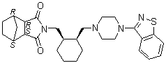 结构式 CAS# 1318074-20-2, (3aR,4R,7S,7aS)-rel-2-[[(1R,2S)-2-[[4-(1,2-苯并异噻唑-3-基)-1-哌嗪基]甲基]环己基]甲基]六氢-4,7-甲桥-1H-异吲哚-1,3(2H)-二酮