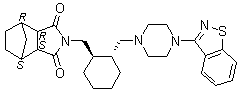 结构式 CAS# 1318074-25-7, (3aR,4R,7S,7aS)-2-[[(1R,2R)-2-[[4-(1,2-苯并异噻唑-3-基)-1-哌嗪基]甲基]环己基]甲基]六氢-4,7-甲桥-1H-异吲哚-1,3(2H)-二酮