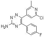 结构式 CAS# 1321514-06-0, 6-(2-氯-6-甲基-4-吡啶基)-5-(4-氟苯基)-1,2,4-三嗪-3-胺