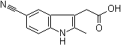 结构式 CAS# 13218-36-5, 5-氰基-2-甲基吲哚-3-乙酸