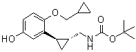 rel-N-[[(1R,2R)-2-[2-(Cyclopropylmethoxy)-5-hydroxyphenyl]cyclopropyl]methyl]carbamic acid 1,1-dimethylethyl ester molecular structure (CAS 1322700-01-5)