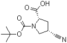 structure of CAS# 132622-71-0, (2S,4S)-4-Cyano-1,2-pyrrolidinedicarboxylic acid 1-(tert-butyl) ester