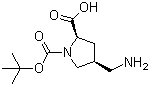 (2R-cis)-4-(Aminomethyl)-1,2-pyrrolidinedicarboxylic acid 1-(tert-butyl) ester molecular structure (CAS 132622-86-7)