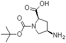 structure of CAS# 132622-98-1, (2R,4R)-4-Amino-1,2-pyrrolidinedicarboxylic acid 1-(tert-butyl) ester