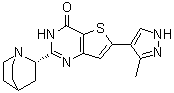 2-(2S)-1-Azabicyclo[2.2.2]oct-2-yl-6-(3-methyl-1H-pyrazol-4-yl)-thieno[3,2-d]pyrimidin-4(3H)-one molecular structure (CAS 1330782-76-7)