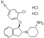 4-[[(1R,2R)-2-[(3R)-3-氨基-1-哌啶基]-2,3-二氢-1H-茚-1-基]氧基]-3-氯苯甲腈二盐酸盐分子结构 (CAS 1333207-63-8)