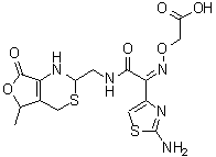 2-[[(Z)-[1-(2-Amino-4-thiazolyl)-2-oxo-2-[[(1,2,5,7-tetrahydro-5-methyl-7-oxo-4H-furo[3,4-d][1,3]thiazin-2-yl)methyl]amino]ethylidene]amino]oxy]acetic acid molecular structure (CAS 1335475-19-8)