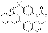 alpha,alpha-Dimethyl-4-[2-oxo-9-(3-quinolinyl)-2H-[1,3]oxazino[5,4-c]quinolin-1(4H)-yl]-benzeneacetonitrile molecular structure (CAS 1345675-02-6)