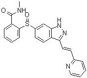 N-Methyl-2-[[3-[(1E)-2-(2-pyridinyl)ethenyl]-1H-indazol-6-yl]sulfinyl]benzamide molecular structure (CAS 1347304-18-0)