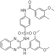 结构式 CAS# 1349796-36-6, N-[4-[[[3-[(3,5-二甲氧基苯基)氨基]-2-喹喔啉基]氨基]磺酰基]苯基]-3-甲氧基-4-甲基苯甲酰胺