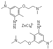 Bis[5-(dimethylamino)-3-[2-(dimethylamino)ethoxy]-2-methylbenzenediazonium] (T-4)-tetrachlorozincate molecular structure (CAS 135072-82-1)
