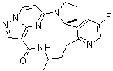structure of CAS# 1350884-56-8, (18bR)-17-Fluoro-1,2,3,11,12,13,14,18b-octahydro-12-methyl-10H-5,7-ethenopyrazolo[3,4-d]pyrido[2,3-k]pyrrolo[2,1-m][1,3,7]triazacyclotridecin-10-one