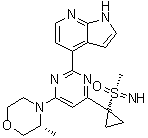 4-[4-[1-[[S(R)]-S-Methylsulfonimidoyl]cyclopropyl]-6-[(3R)-3-methyl-4-morpholinyl]-2-pyrimidinyl]-1H-pyrrolo[2,3-b]pyridine molecular structure (CAS 1352226-88-0)